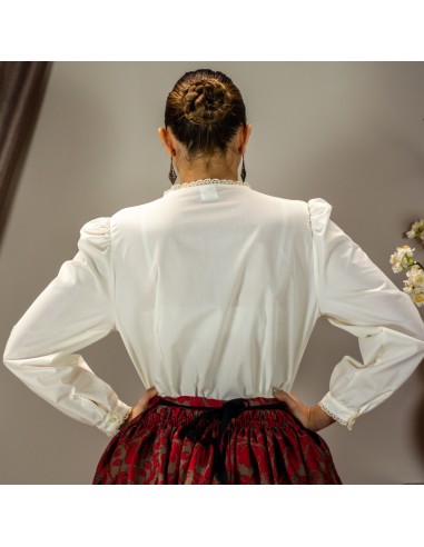 Camisa lorzas señora beige.