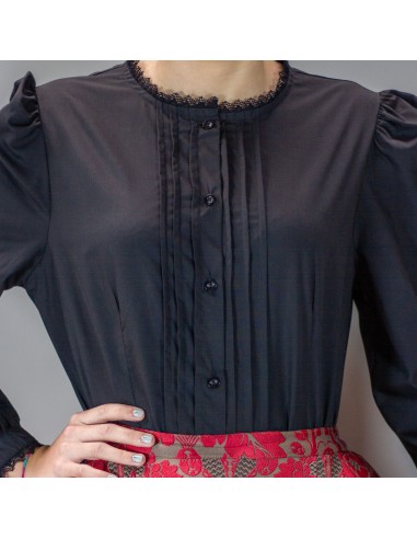 Camisa lorzas señora negra.