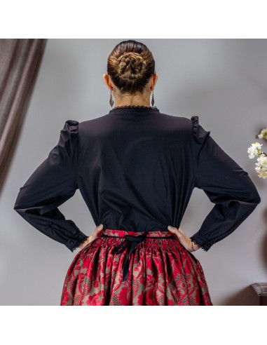 Camisa lorzas señora negra.