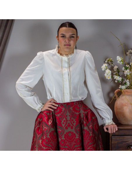 Camisa vainica señora beige.