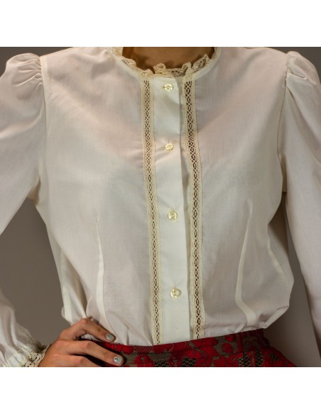 Camisa vainica señora beige.