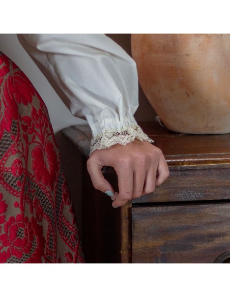 Camisa vainica señora beige.