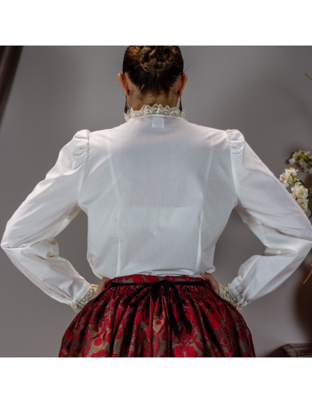 Camisa vainica señora beige.