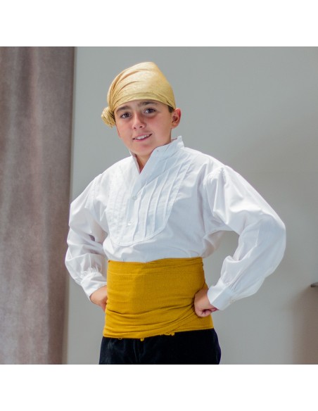 Camisa lorzas hombre blanca .