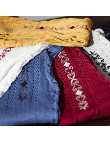 Calcetín perle bordado.