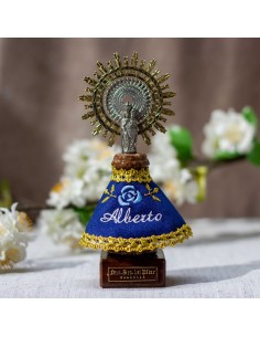Virgen 15,5cms manto Azul y azul.