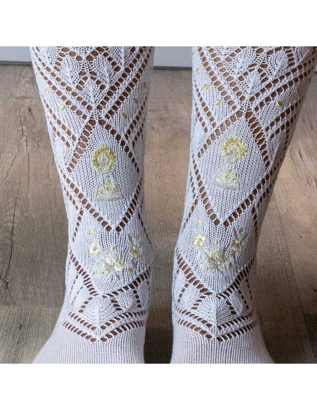 Calcetin perle Bordado Virgen M.